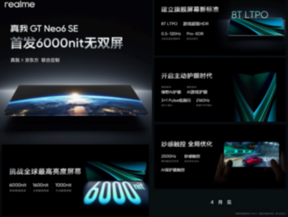 6000nit無雙屏!真我GT Neo6 SE首發,網友:不如來個6000的電池