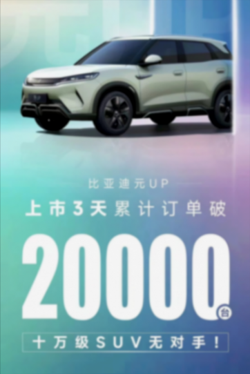 3天訂單破20000輛,比亞迪元UP這次真的切中了國人的用車需求
