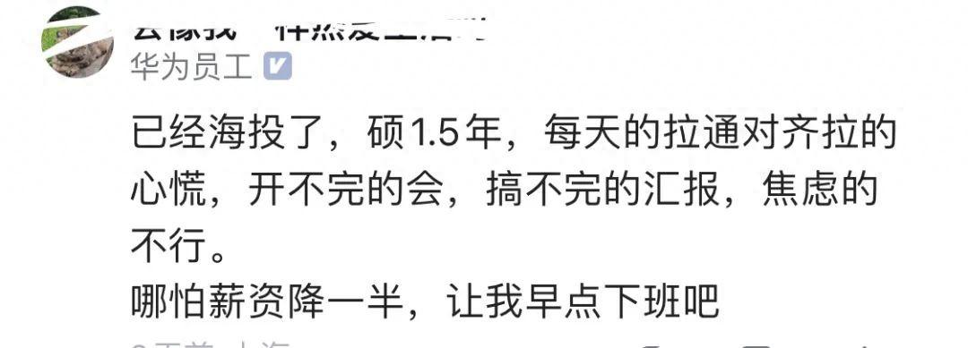 華為員工真實(shí)現(xiàn)狀曝光:受不了,哪怕薪資降一半,讓我早點(diǎn)下班吧