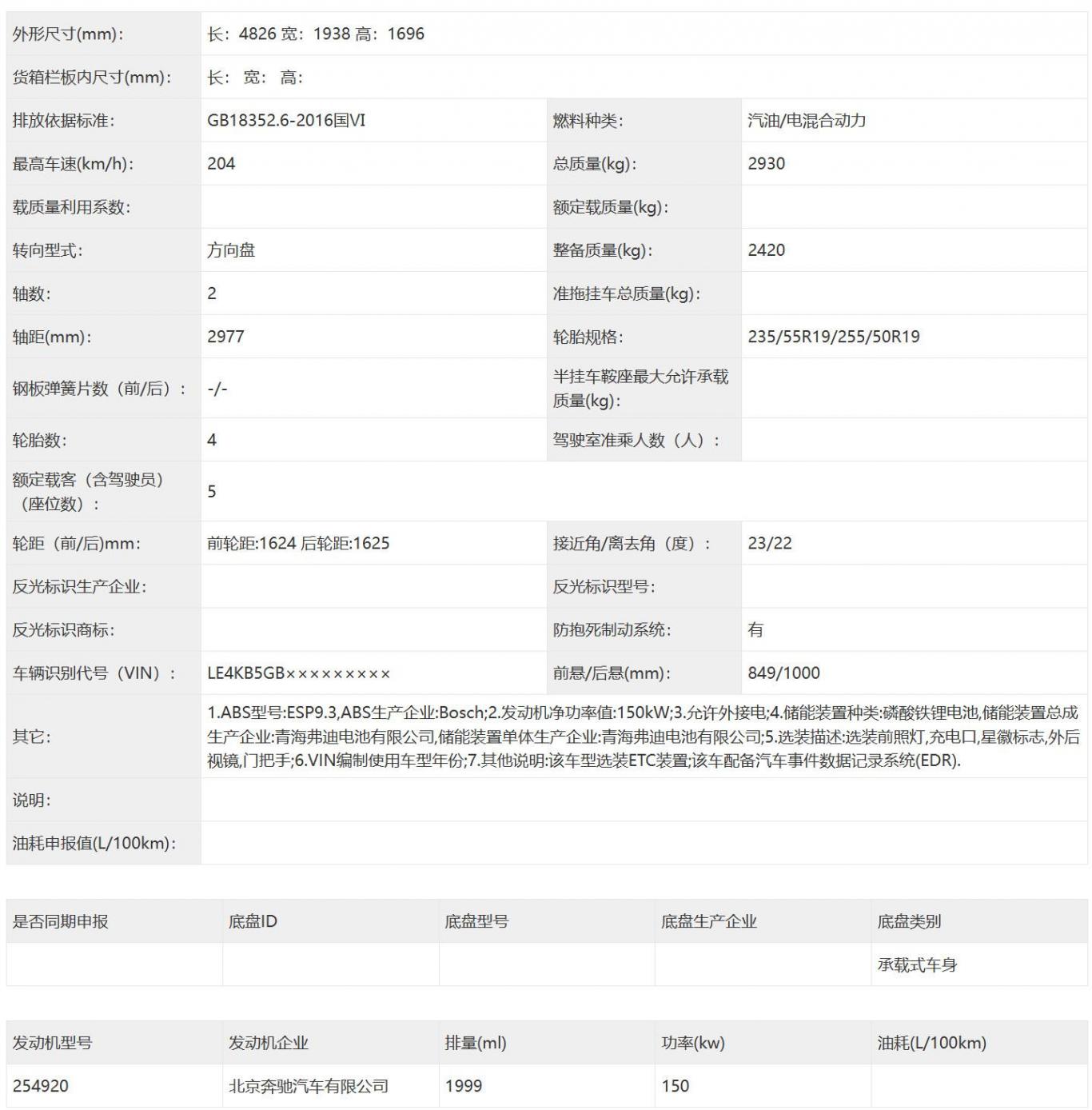 配2.0T發動機 奔馳GLC插混版申報 純電續航超100km?
