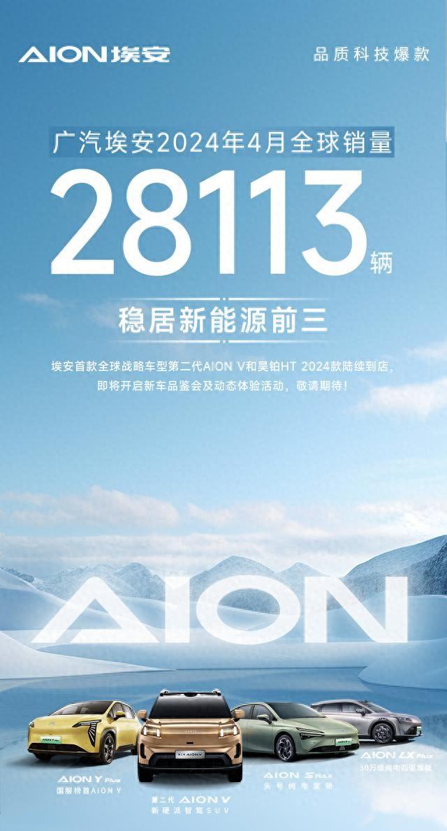 廣汽埃安4月全球銷量28113輛,體驗2024款AION Y,配置豐富