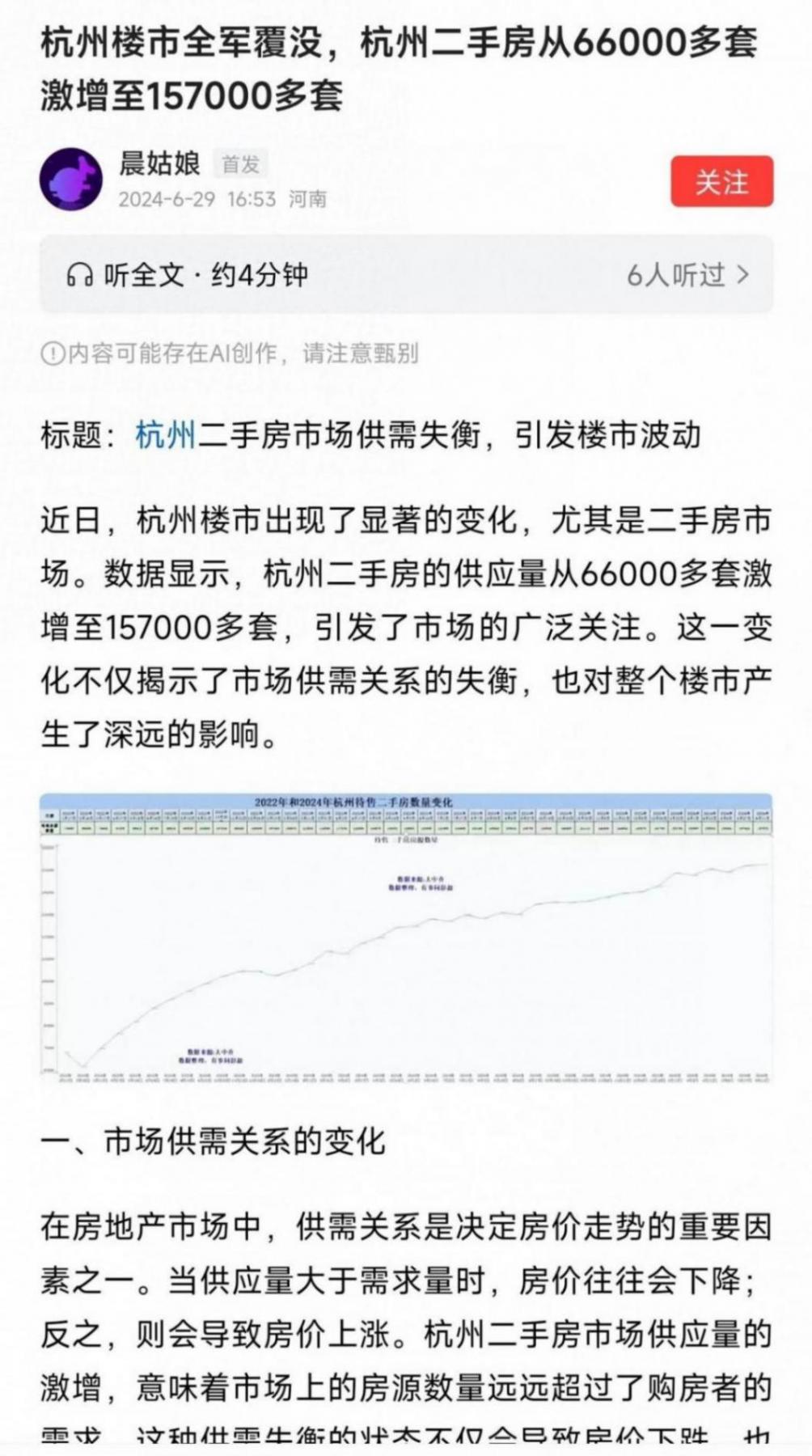 樓市轉向了!杭州二手房掛牌價井噴,從66000套增加到157000套?