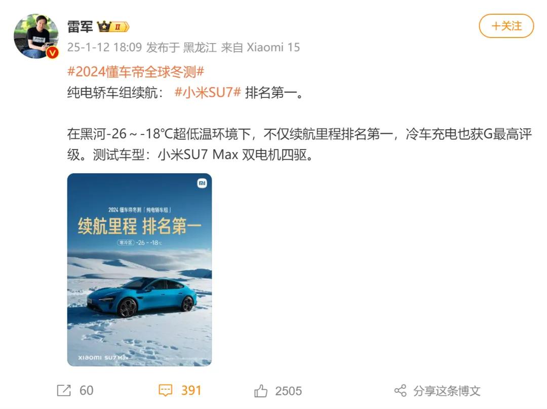 雷軍曬兩年前今天的照片:當時測試的小米SU7