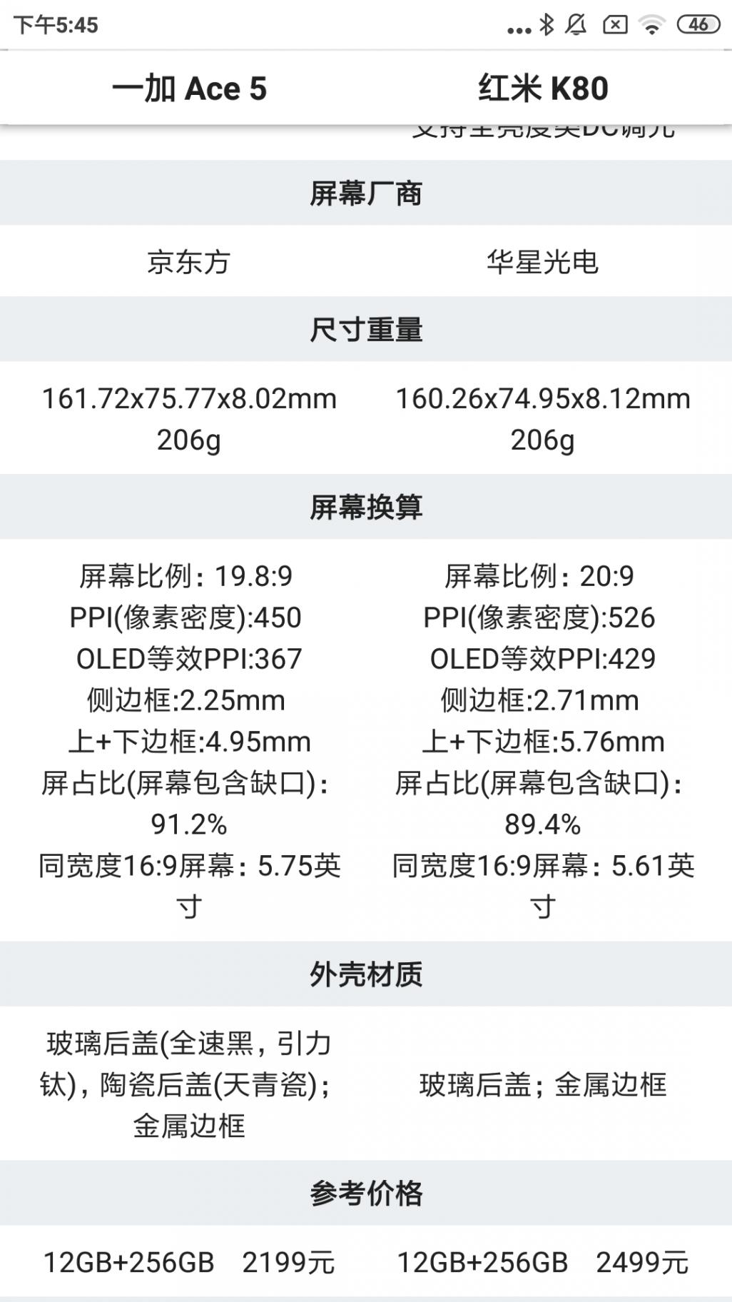 2000元價位 紅米k80 和 一加ACE5 怎么選 詳細參數對比