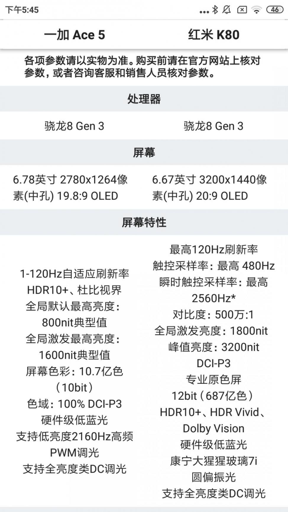 2000元價位 紅米k80 和 一加ACE5 怎么選 詳細參數對比