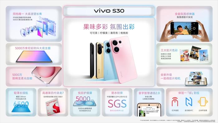 vivo S30系列發布:多彩小直屏+全系潛望長焦